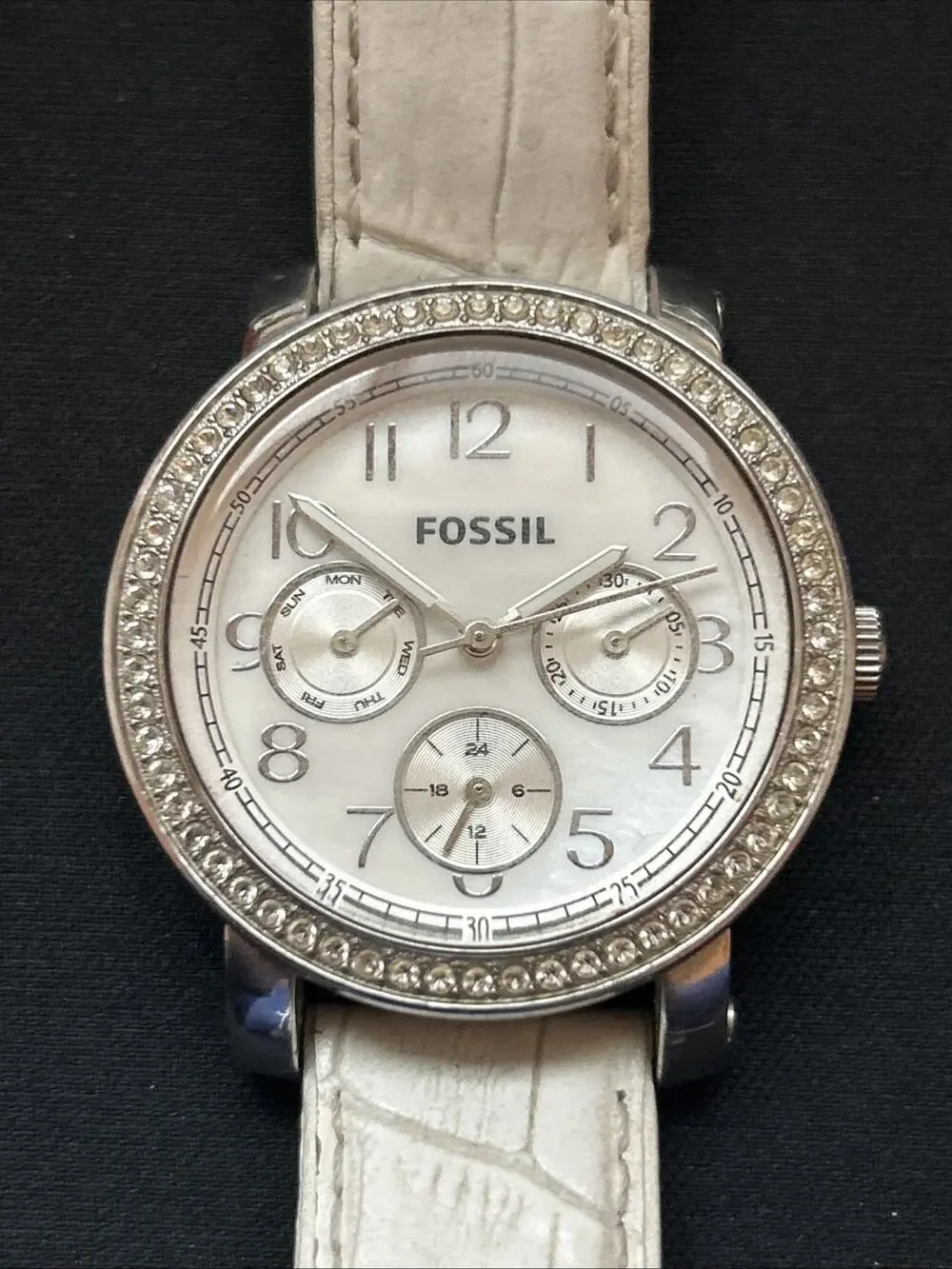 Fossil Silver Tone White Dial Women’s Multifunction Quartz Watch